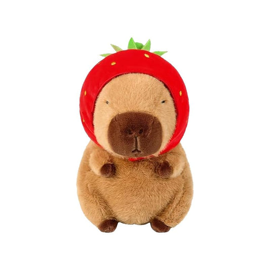 🍓 Duoai Strawberry Hat Capybara Plush – Cute Stuffed Animal Toy Gift for Kids, 9" & 13" Sizes Duoai Plush