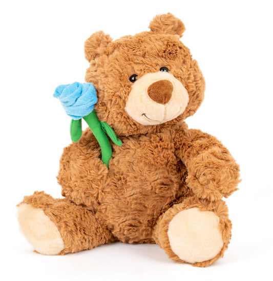 💙 Blue Rose Teddy Bear – 11" Stuffed Plush Gift for Her, Mom & Girls | Cute Romantic Decor - Duoai Plush