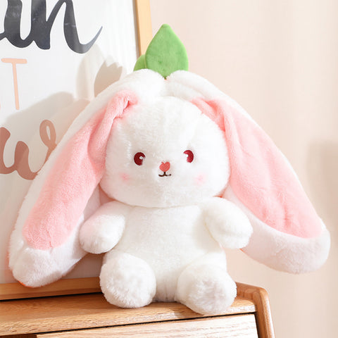 Duoai Strawberry Bunny Transform Plush Toy 🍓🐰 – 20cm / 7.9in Cute Easter Fruit Rabbit Stuffed Animal Pillow, Soft Carrot or Strawberry Bunny Gift 🥕
