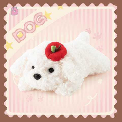 Duoai Retro Dog Plush Toy – Cute Healing Companion Gift (Sitting 11" / Lying 13.8")