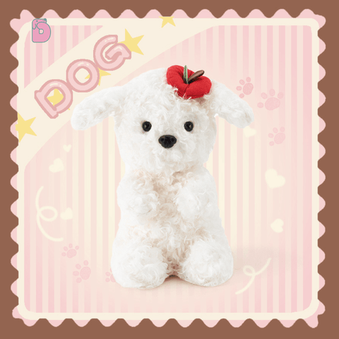 Duoai Retro Dog Plush Toy – Cute Healing Companion Gift (Sitting 11" / Lying 13.8")