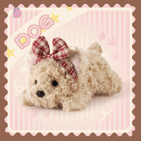 Duoai Retro Dog Plush Toy – Cute Healing Companion Gift (Sitting 11" / Lying 13.8")