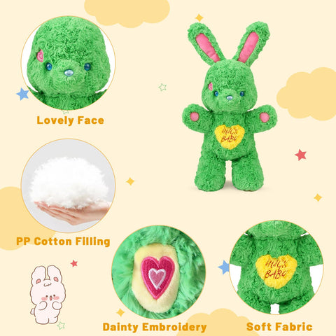 Duoai 11.8'' Green Bunny Plush – Soft Candy Rabbit Stuffed Animal Toy Gift for Kids Room Decor - Duoai Plush