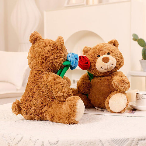 💙 Blue Rose Teddy Bear – 11" Stuffed Plush Gift for Her, Mom & Girls | Cute Romantic Decor - Duoai Plush