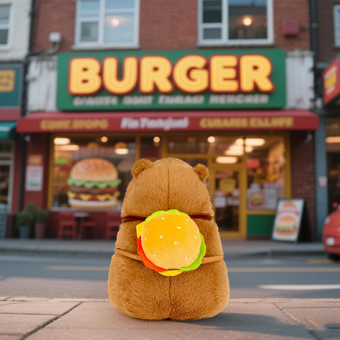 🍔 Duoai Capybara Plush with Hamburger Backpack – 9" & 13" Cute Stuffed Animal Toy Gift for Kids - Duoai Plush