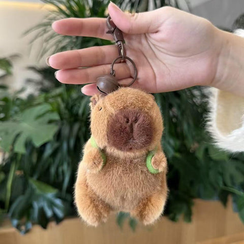 🧸 Duoai 2 Pcs Capybara Plush Keychains – Soft & Cute Bag Charms with Turtle Shell or Strawberry Hood - Duoai Plush