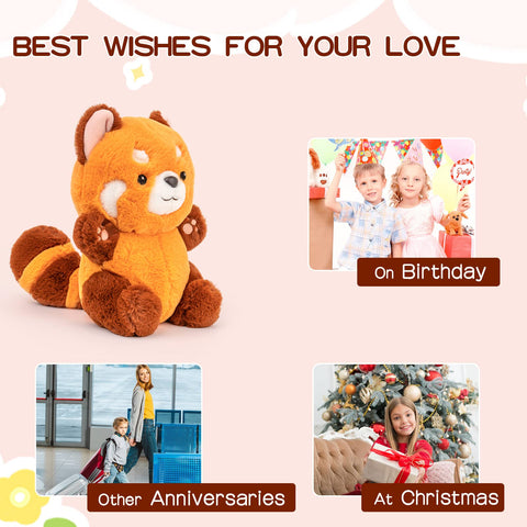 Duoai Red Panda Plush – Choose Round or Smiling Eyes, 9" & 13.7" Sizes Duoai Plush