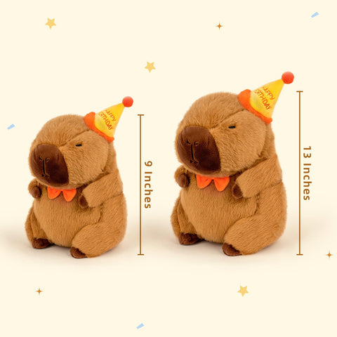 🎂 Duoai Birthday Capybara Plush – 9" & 13" Soft Stuffed Animal with Hat & Bow – Cute Gift for Kids’ Parties - Duoai Plush