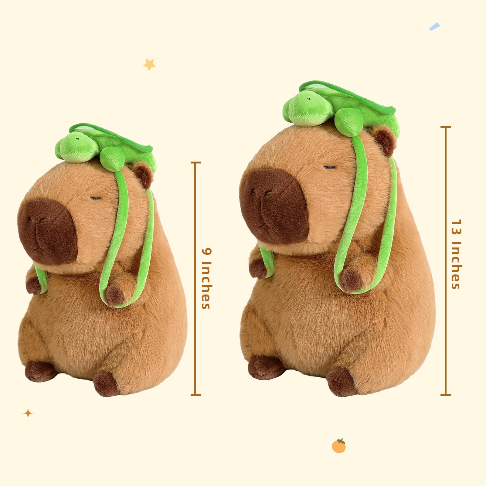 🐾 Duoai Capybara Plush – 9" & 13" Kawaii Soft Stuffed Animal with Turtle Backpack | Perfect Gift for Kids, Boys, Girls & Adults - Duoai Plush