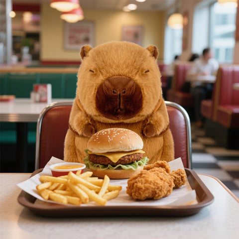 🍔 Duoai Capybara Plush with Hamburger Backpack – 9" & 13" Cute Stuffed Animal Toy Gift for Kids - Duoai Plush