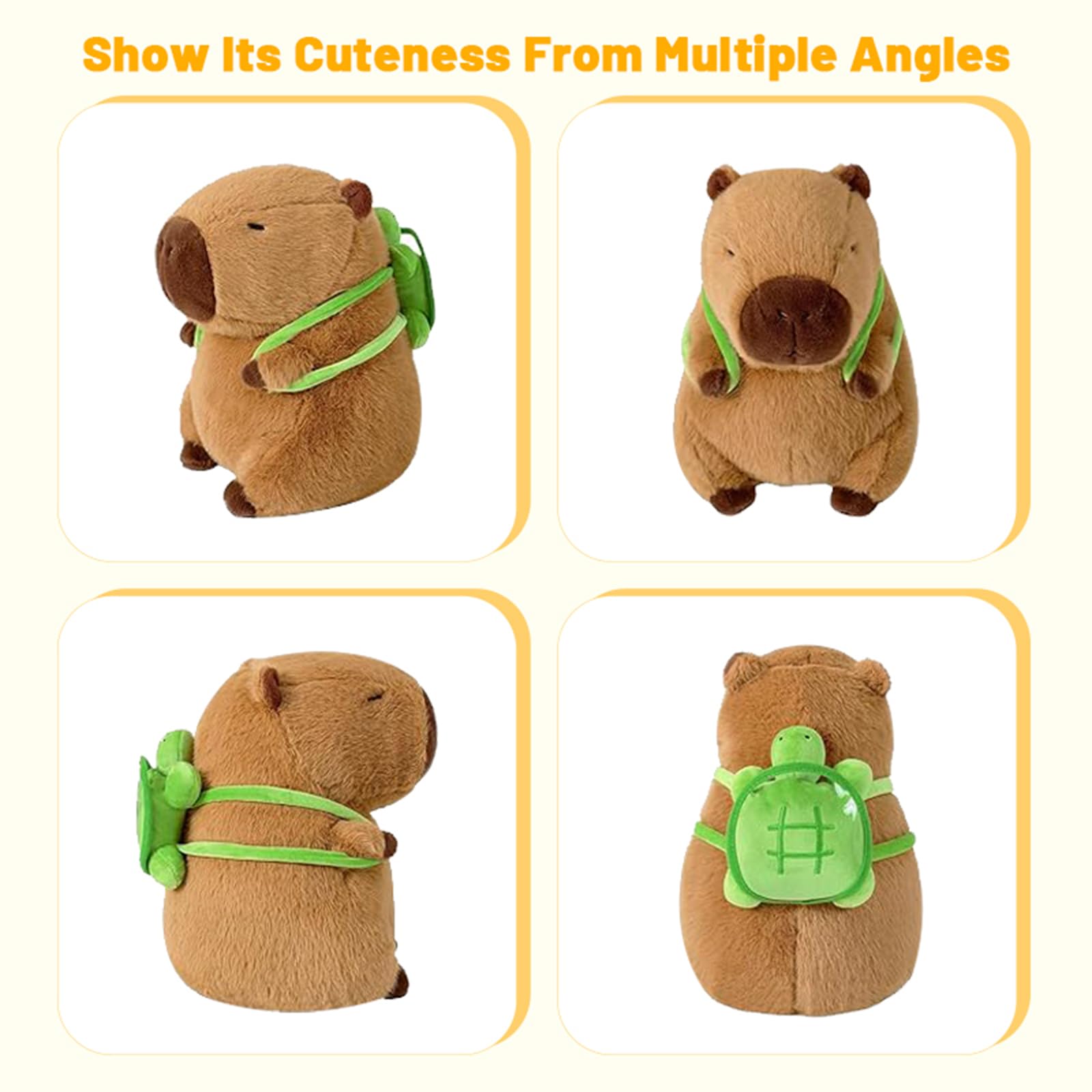 🐾 Duoai Capybara Plush – 9" & 13" Kawaii Soft Stuffed Animal with Turtle Backpack | Perfect Gift for Kids, Boys, Girls & Adults - Duoai Plush