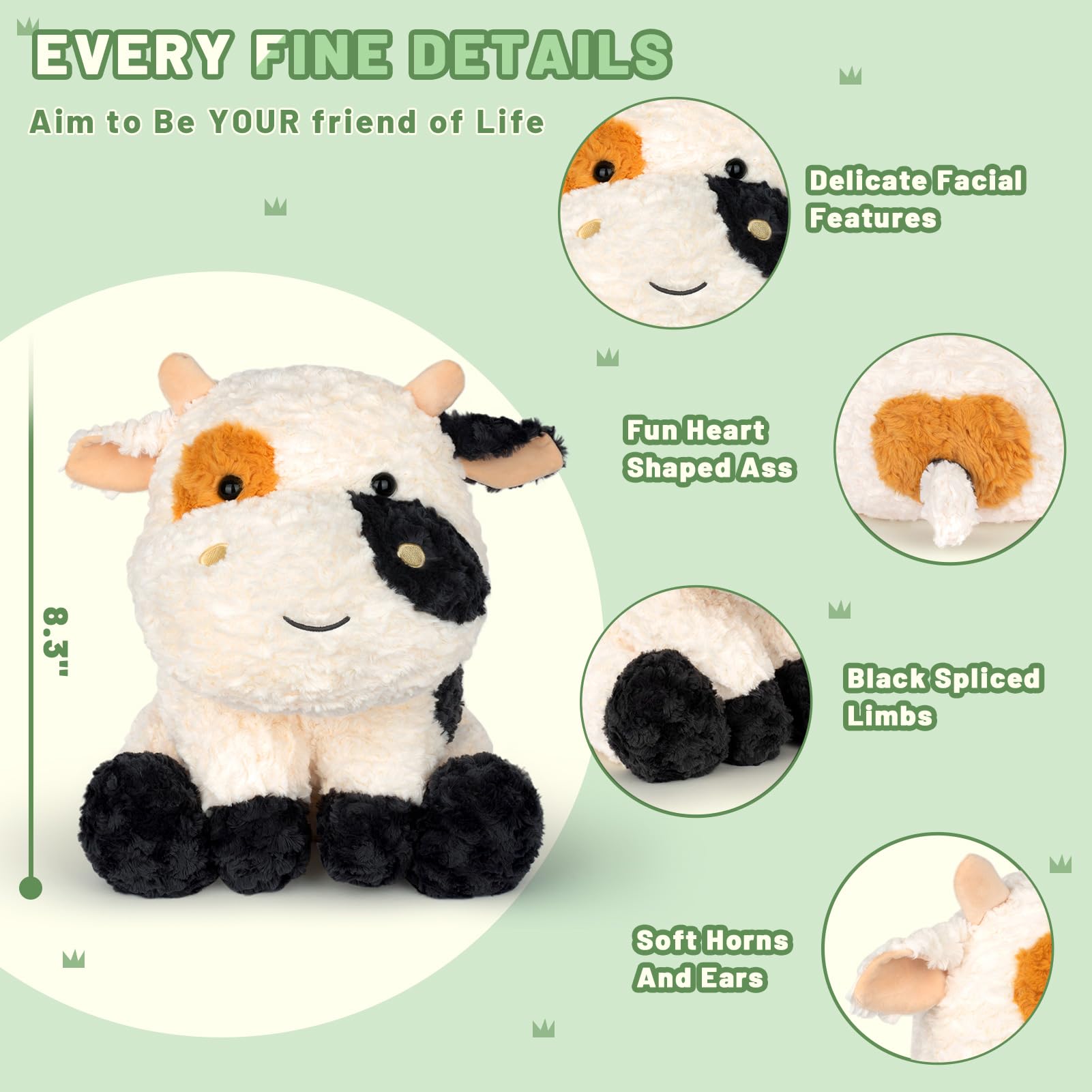 🐄 Duoai Cute Cow Stuffed Animal – 8.3" Soft Plush Toy | Perfect Gift for Girls & Boys - Duoai Plush