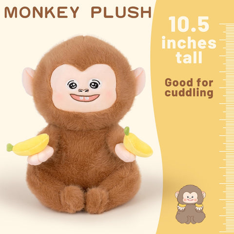 Duoai Cute Monkey Plush – 10.5" Soft Stuffed Animal with Banana for Kids - Duoai Plush