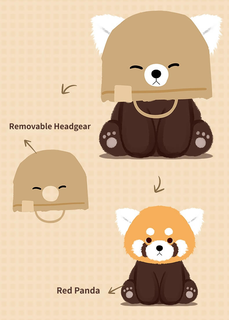 Duoai Red Panda Plush – 4.7" Desk Buddy with Cute Hoodie (Strawberry, Ghost, Apple & Paper Bag Duoai Plush