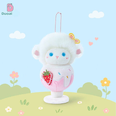 Duoai Original Fluffy Sheep Dessert Plush Keychain – Cute Bag Charm Gift Toy