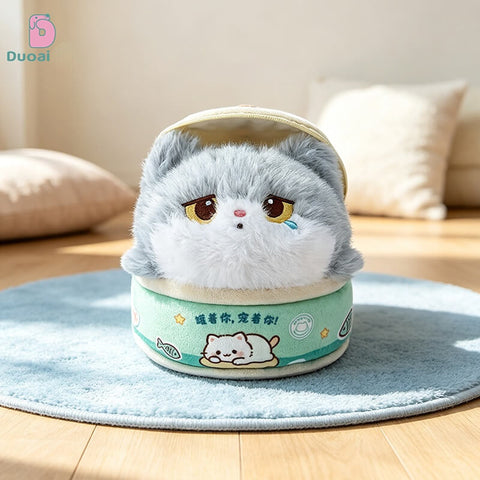Duoai Original Canned Cat Plush Keychain – Cute Kitty Bag Charm Kawaii Gift Collection