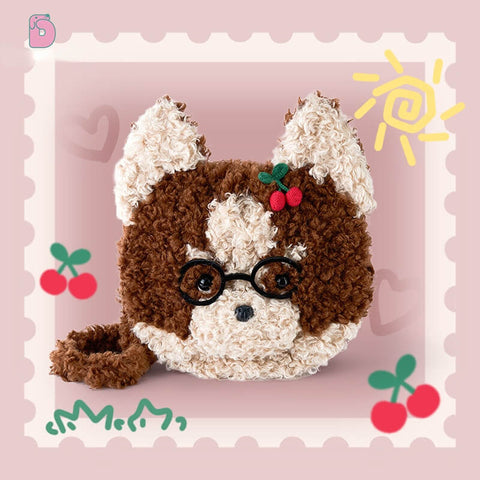 Duoai Retro Puppy Plush Crossbody Bag – Cute Vintage Gift (11.8" × 13.8")