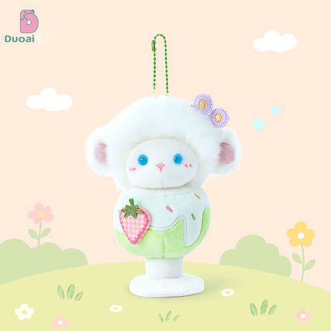 Duoai Original Fluffy Sheep Dessert Plush Keychain – Cute Bag Charm Gift Toy