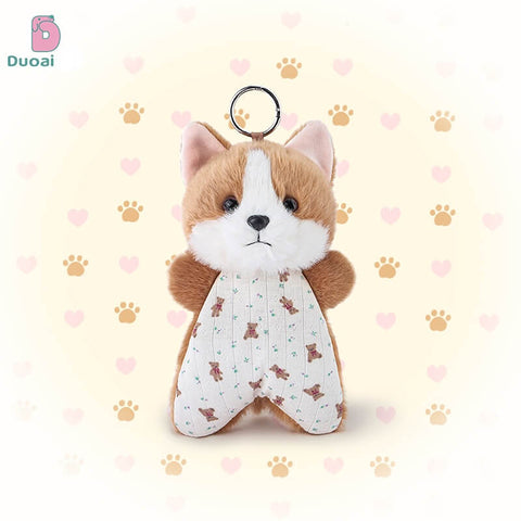 Duoai Original Bean Bag Fluffy Puppy Keychain – Cute Dog Bag Charm Kawaii Gift Collection