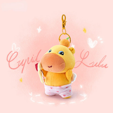 Duoai × Capybara Lulu Cupid Plush Keychain – Cute Bag Charm Kawaii Gift Collection