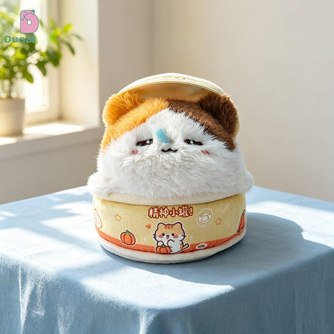 Duoai Original Canned Cat Plush Keychain – Cute Kitty Bag Charm Kawaii Gift Collection