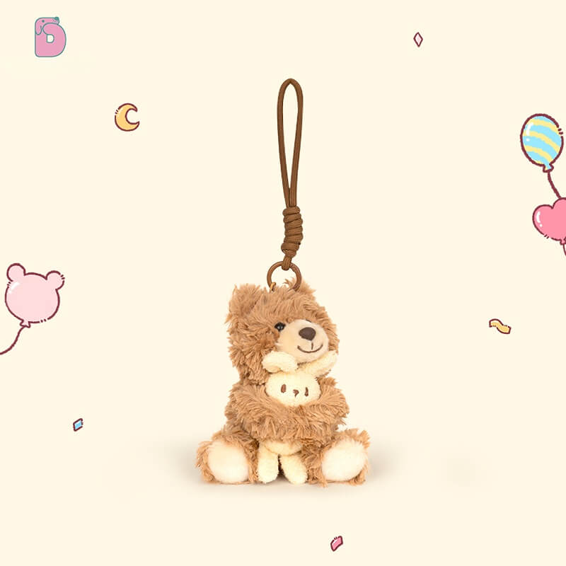 Duoai Birthday Hat Plush Keychain – Bear & Bunny 4.7" Duoai Plush