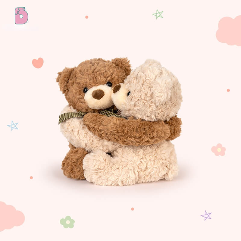 Duoai Hugging Couple Teddy Bears – Buttoned Together Plush Gift Set (11.8") Duoai Plush