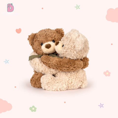Duoai Hugging Couple Teddy Bears – Buttoned Together Plush Gift Set (11.8") Duoai Plush