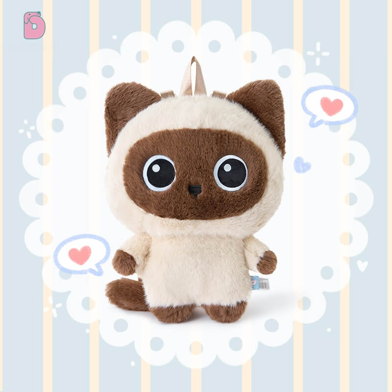 Duoai Original Cat Plush Backpack – 50cm (19.7") Cute Stuffed Animal Shoulder Bag, Realistic Cat Toy Backpack Gift for Girls Duoai Plush