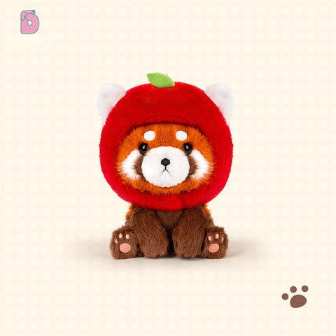 Duoai Red Panda Plush – 4.7" Desk Buddy with Cute Hoodie (Strawberry, Ghost, Apple & Paper Bag Duoai Plush