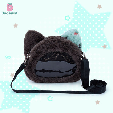 Duoai Original Cat Plush Crossbody Bag – Kawaii Cat Shoulder Bag Cute Plush Purse Collection