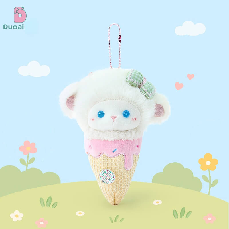 Duoai Original Fluffy Sheep Dessert Plush Keychain – Cute Bag Charm Gift Toy