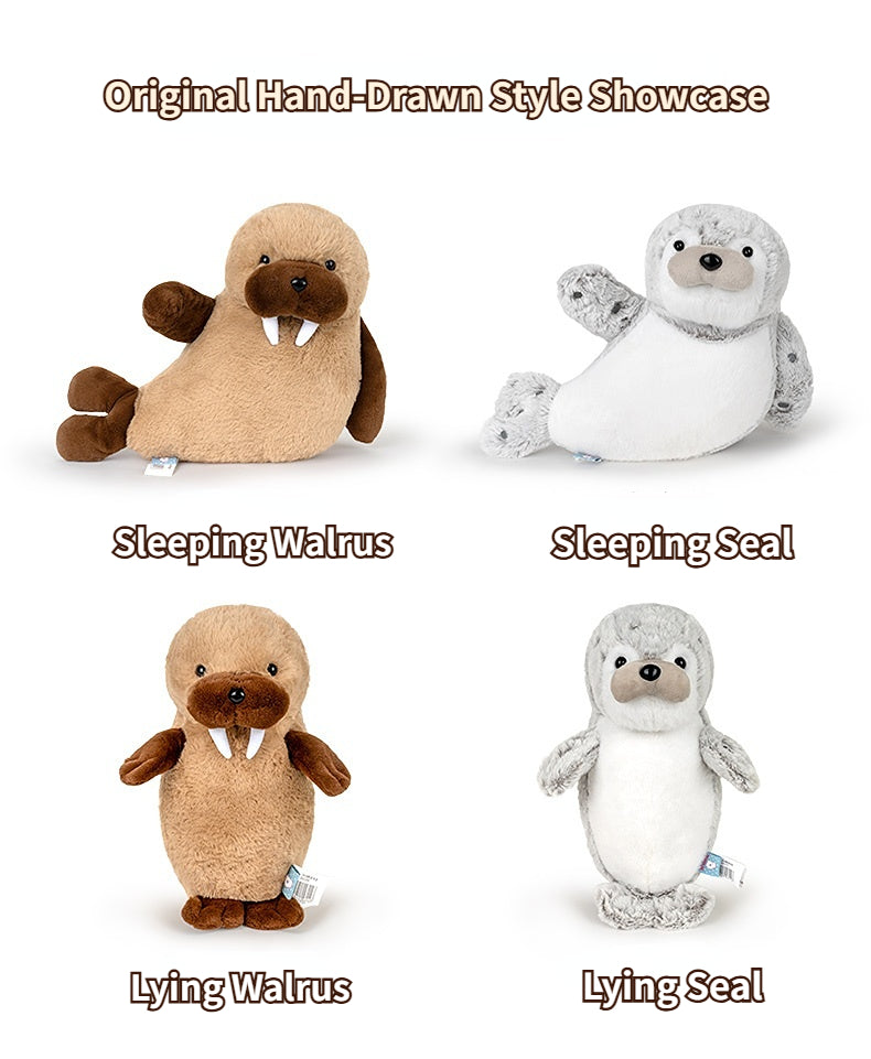 Duoai Walrus & Seal Plush – 13.8" Soft Sleeping & Lying Ocean Animal Toy Duoai Plush