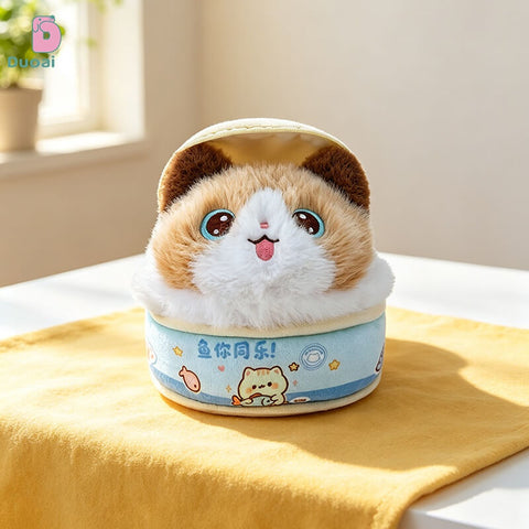 Duoai Original Canned Cat Plush Keychain – Cute Kitty Bag Charm Kawaii Gift Collection