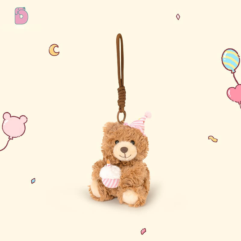Duoai Birthday Hat Plush Keychain – Bear & Bunny 4.7" Duoai Plush