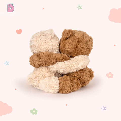 Duoai Hugging Couple Teddy Bears – Buttoned Together Plush Gift Set (11.8") Duoai Plush