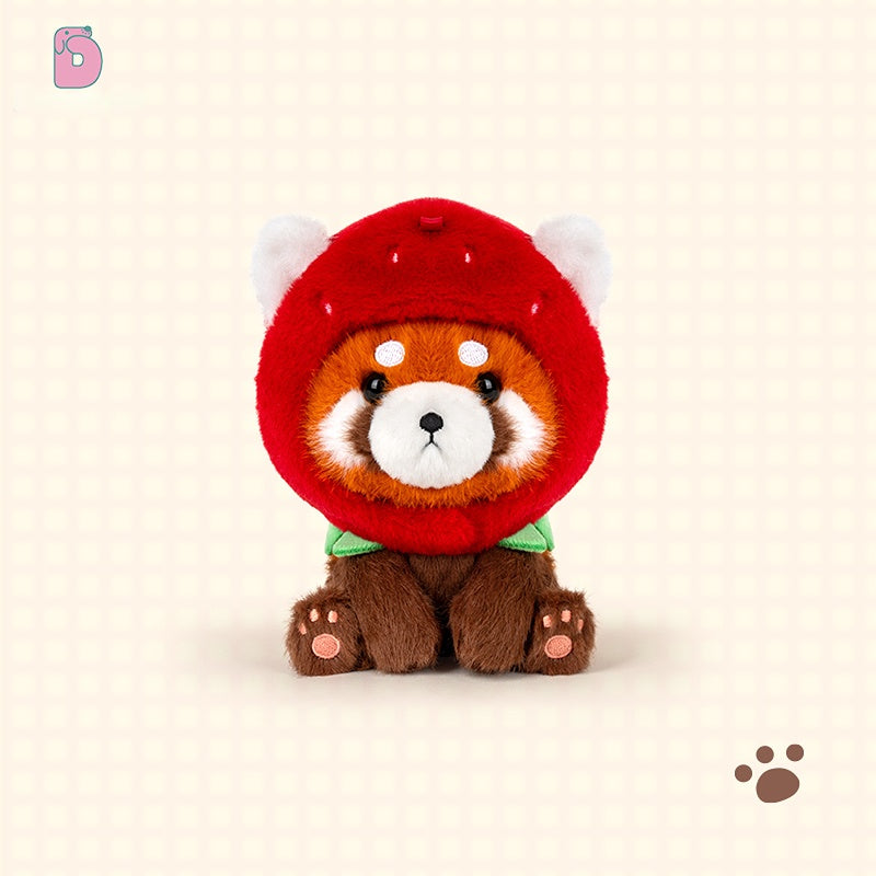 Duoai Red Panda Plush – 4.7" Desk Buddy with Cute Hoodie (Strawberry, Ghost, Apple & Paper Bag Duoai Plush