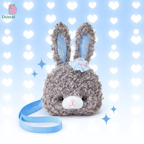 Duoai Original Curly Bunny Plush Backpack – Kawaii Bunny Crossbody Bag Cute Gift Collection