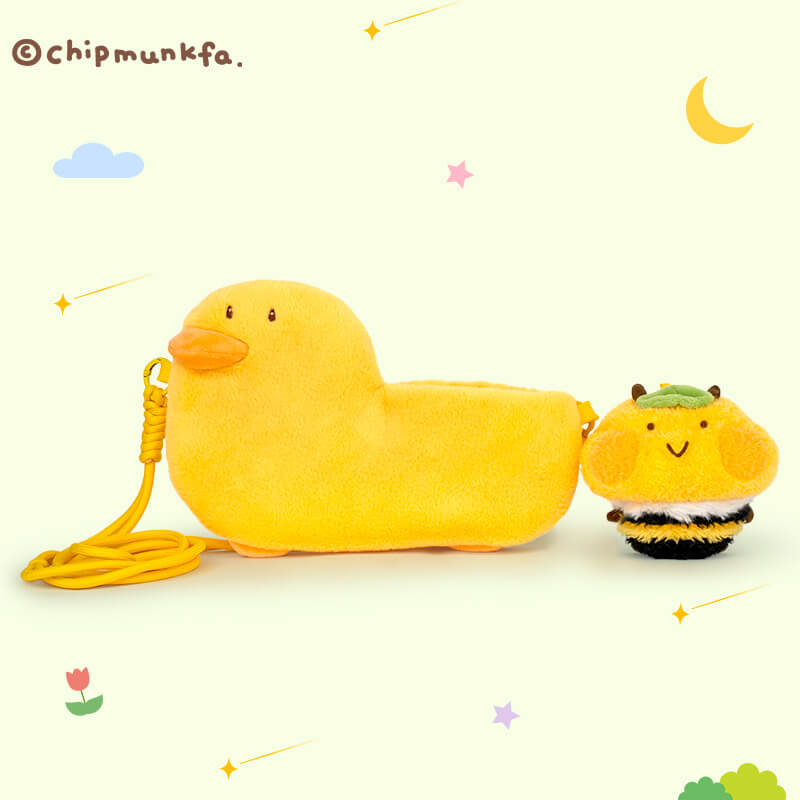 Duoai Honeybee Plush Crossbody Bag – Cute Bumblebee Plush Purse for Girls & Friends (17×23cm / 6.7×9") Duoai Plush