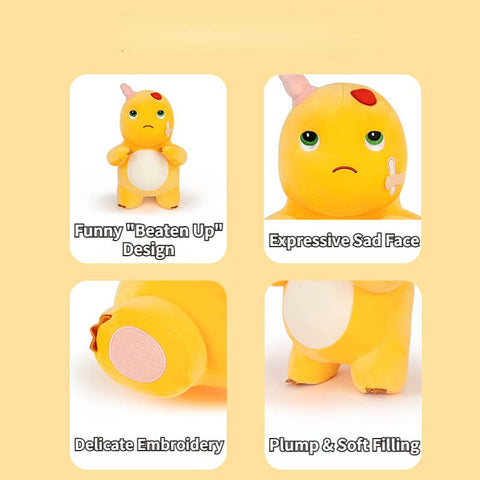 🥺 NAILONG Not-So-Tough Dragon Plush – 15.7" Embroidered Sad Face Stuffed Toy, Cute & Huggable Dino Gift Duoai Plush