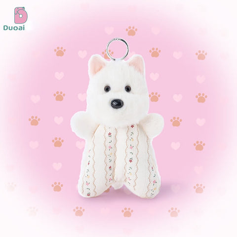 Duoai Original Bean Bag Fluffy Puppy Keychain – Cute Dog Bag Charm Kawaii Gift Collection