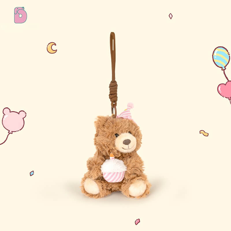 Duoai Birthday Hat Plush Keychain – Bear & Bunny 4.7" Duoai Plush