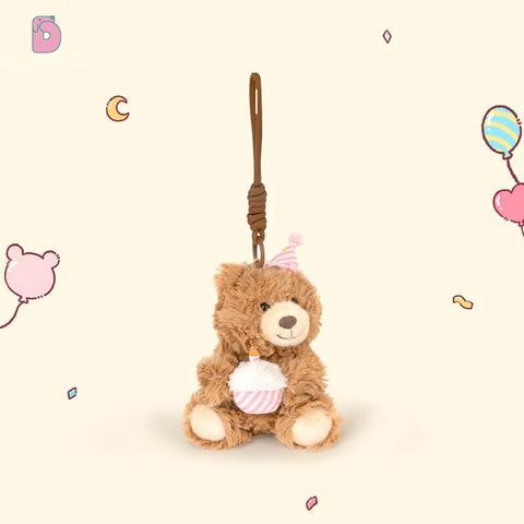 Duoai Birthday Hat Plush Keychain – Bear & Bunny 4.7" Duoai Plush