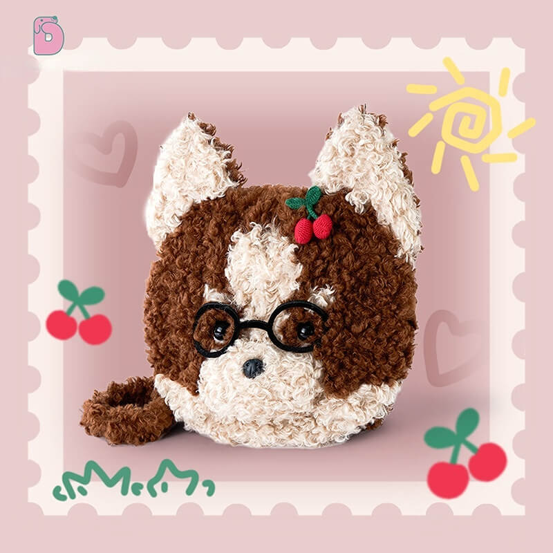 Duoai Retro Puppy Plush Crossbody Bag – Cute Vintage Gift (11.8" × 13.8")