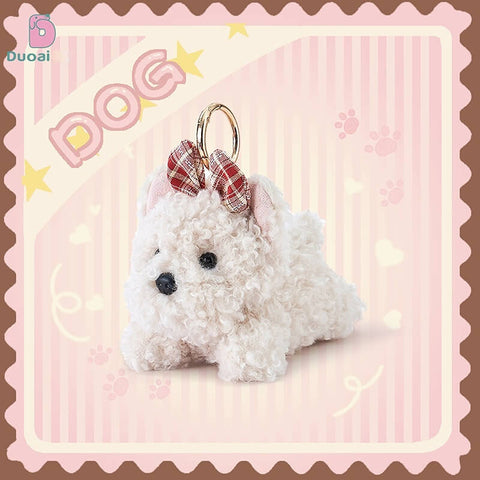 Duoai Vintage Dog Plush Keychain – Cute Bag Charm (3.1" / 5.5")