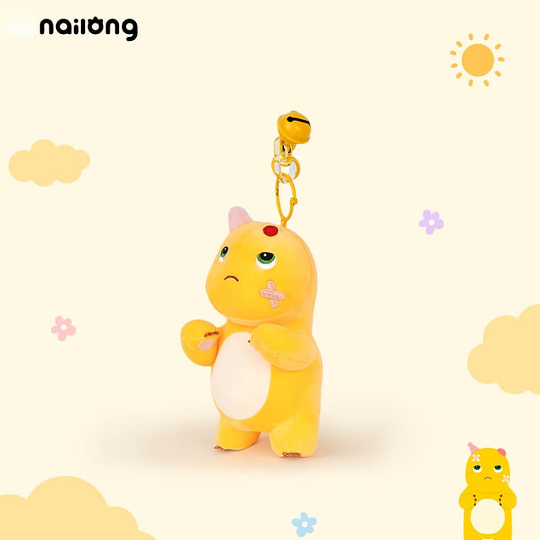 Grumpy Dragon Plush Keychain – 13cm / 5.1in Black-Face & Beaten-Up NaiLong, Cute Backpack Charm & Gift Duoai Plush