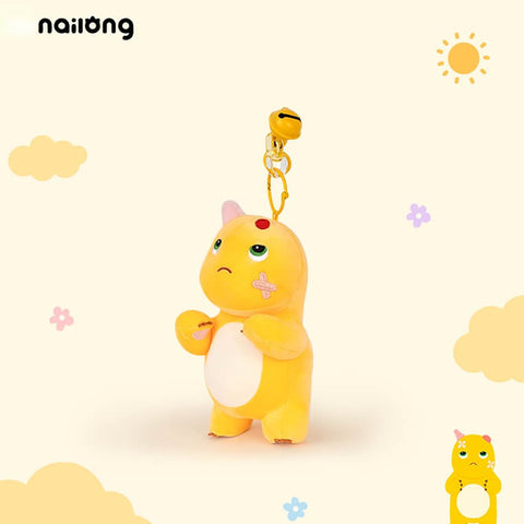 Grumpy Dragon Plush Keychain – 13cm / 5.1in Black-Face & Beaten-Up NaiLong, Cute Backpack Charm & Gift Duoai Plush