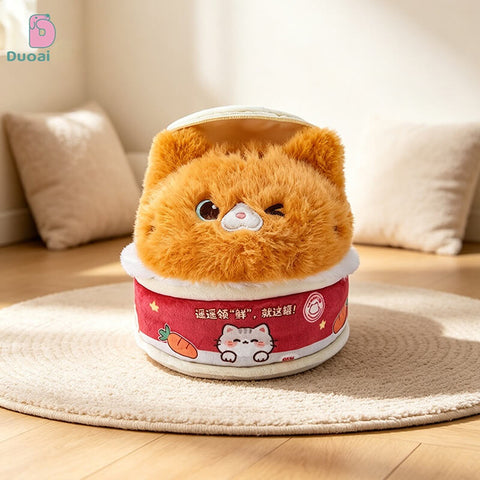 Duoai Original Canned Cat Plush Keychain – Cute Kitty Bag Charm Kawaii Gift Collection