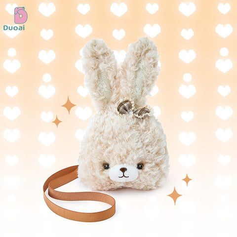 Duoai Original Curly Bunny Plush Backpack – Kawaii Bunny Crossbody Bag Cute Gift Collection