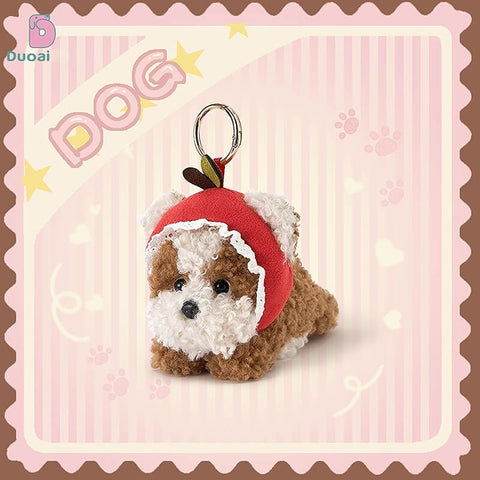 Duoai Vintage Dog Plush Keychain – Cute Bag Charm (3.1" / 5.5")